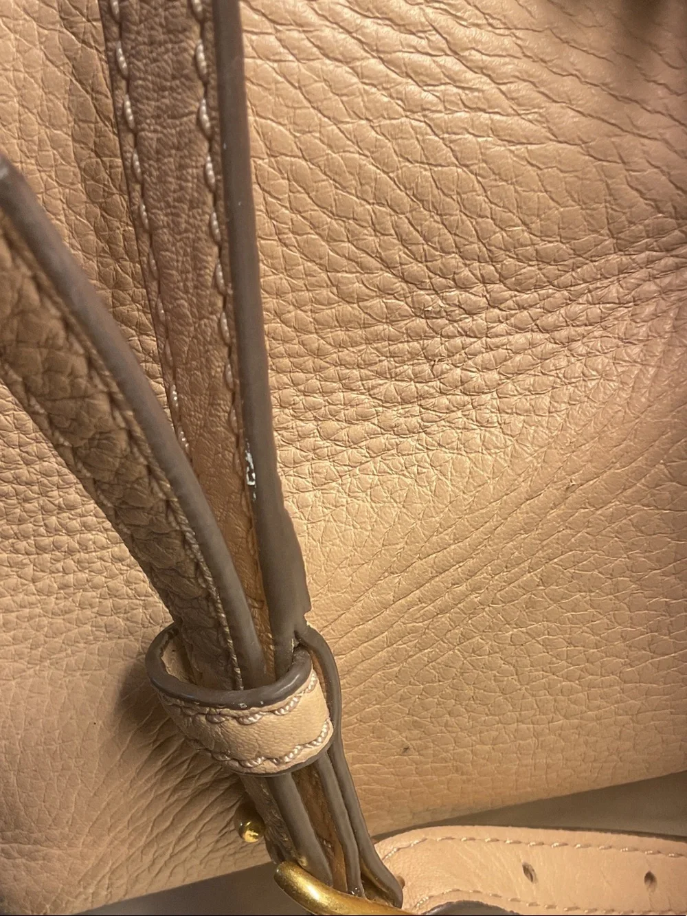 Tory Burch McGraw Pebbled Leather Tote Bag Satchel Taupe Devon Sand Crossbody